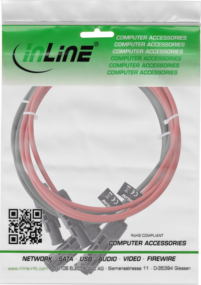 Set zgjatues kabllo diellore InLine, 6mm, 1m, zi kuqe