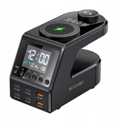 Orë alarmi karikues BlitzWolf BW-FW10, 240W, karikim wireless, e zezë