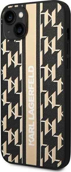 Kapak telefoni Karl Lagerfeld Monogram Stripe për iPhone 14 Plus 6.7", hardcase, kafe