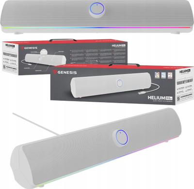 Soundbar gaming Genesis Helium 312BT, 10W, Bluetooth, i bardhë