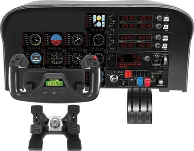 Set joystick Logitech G Saitek Pro Flight Multi Panel + G X56 Hotas, USB, për simulime fluturimi, i zi