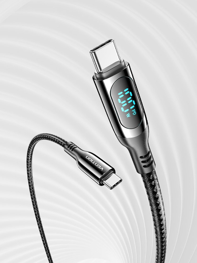Кабел USB C Vention, 1.2 m, 5A, со LED екран, црн