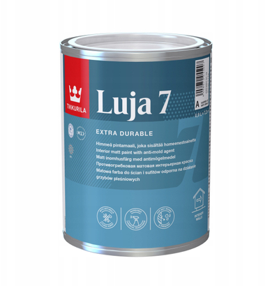 Bojë muri Tikkurila Luja 7, mat, rezistente ndaj lagështisë, 0.9L, e bardhë