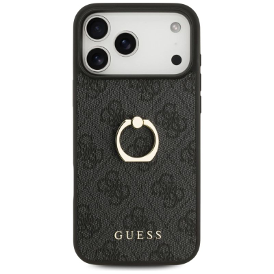 Mbrojtëse telefoni Guess Hardcase 4G Ring Stand, për iPhone 17 Pro Max, me unazë, e zezë