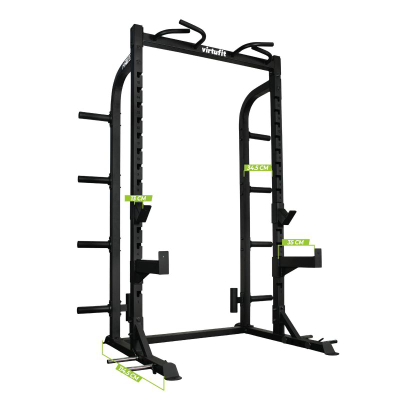 Half rack force VirtuFit HR100, stacion për squat dhe bench, me shufër për pull up, i zi