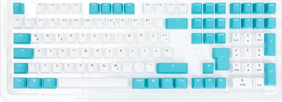 Set tastesh Ducky PBT ISO DE, 109 taste, mekanike, i bardhë e blu