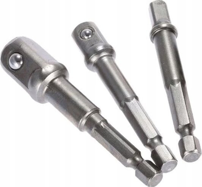 Set adapterësh për kapëse, 3 copa, 1/2" 3/8" 1/4", metalik
