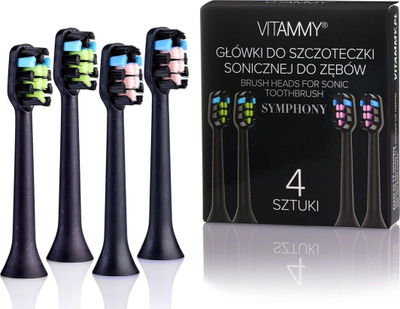 Kokë për furçën e dhëmbëve Vitammy Symphony sonic, 4 copë, e zezë