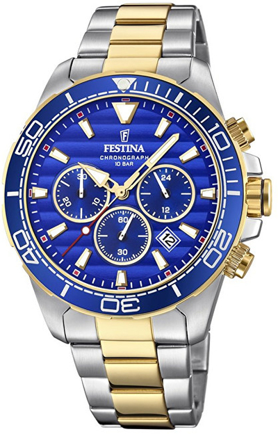 Orë dore për meshkuj Festina Prestige, e artë/argjendtë/kaltër