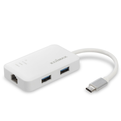 Qendër USB Edimax USB-C, 3 porta USB 3.0, Gigabit Ethernet, e bardhë