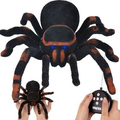 Lodër tarantulë me telekomandë Tarantula 22445, lëviz si e vërtetë, sy që ndriçojnë, e zezë me portokalli