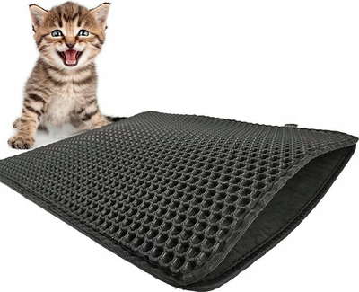Тепих за песок за мачки Diamentiq Black Rectangle, 45 x 60 cm, EVA, црн