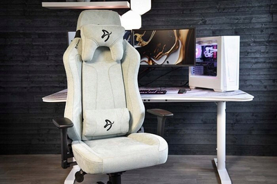 Karrige gaming Arozzi Vernazza, material i butë, mbështetëse 3D, gri perle