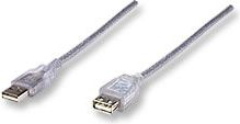 Kabllo Manhattan USB-A - USB-A, 3m, e argjend