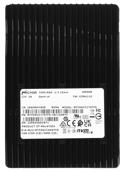 Disk SSD Micron 7450 MAX, 1.6TB, U.3 PCIe