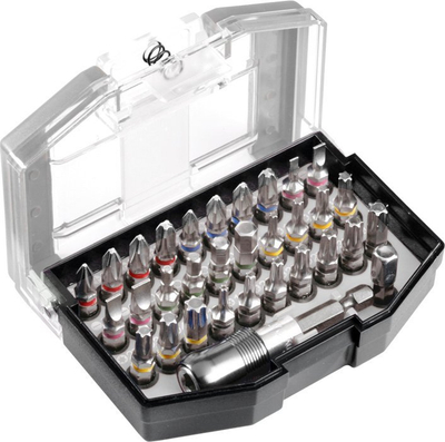Set bitash Einhell 49118800, 32 copë, çelik, me kuti plastike