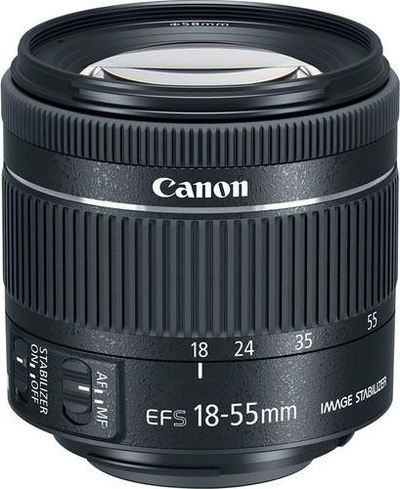 Objektiv kamerë Canon EF-S 18-55mm IS, zoom standard, i zi