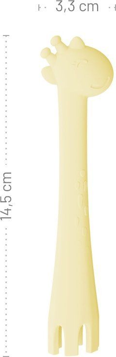 Set lugë dhe pirun për kalamaj Gili Gums, silikon, ngjyrë e bardhë ecru