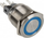 Buton LED DimasTech PD097, metalik 22mm, dritë blu, argjendtë