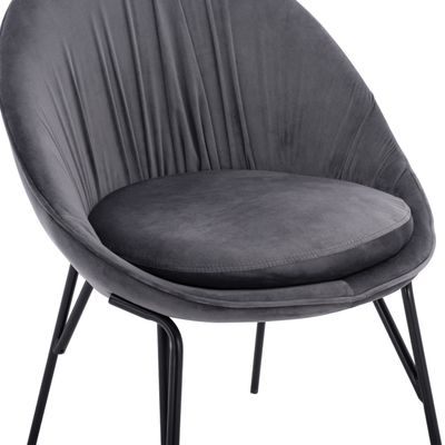Karrige Kelsey HM8684.11, kadife gri, 59x63x84 cm, këmbë të zeza