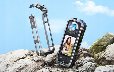 Kuti mbrojtëse metalike Puluz për Insta360 X5, me kapak lenteje, gri