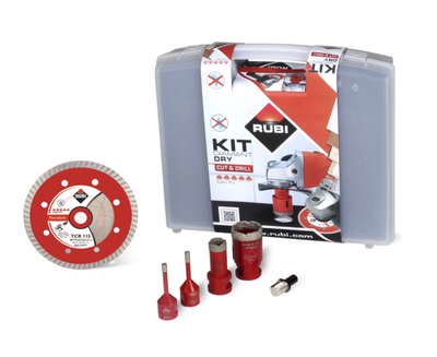 Set disqe dhe stërpikë diamantë Rubi TCR DRYGRES 68923, M14, për pllaka, i kuq