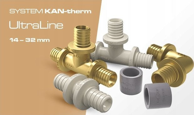 Kënd lidhës Kan-Therm UltraLine-20, me filetë mashkull R1/2", 90°, ngjyrë flori