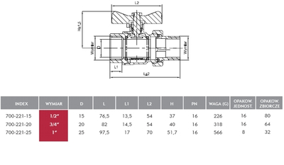 Valvulë uji KFA 1/2" 700-221-15