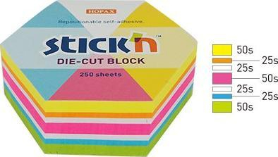 Shënime ngjitëse Stıckn Neon Hexagonal, 61x67mm, shumëngjyrëshe