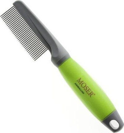 Krehër për qen Moser Fur Comb, dorezë me xhel ergonomike, jeshil