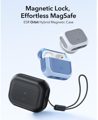 Kапаче за заштита ESR Orbit Hybrid HaloLock за AirPods Pro 3, со MagSafe, со магнетен капак, црно