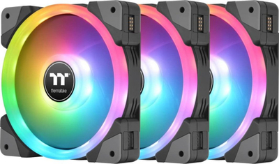 Ventilatorë PC Thermaltake SWAFAN 12 RGB, set 3 copë me hub, 120mm, të zinj