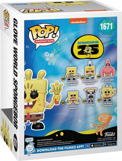 Figurinë Funko Pop SpongeBob Glove World, 25-vjetor, vinil 10 cm, e verdhë