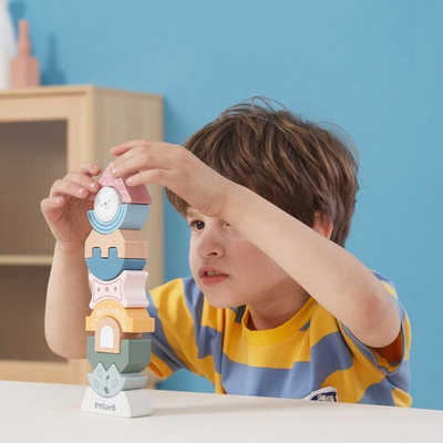 Kullë druri puzzle Viga Toys VIGA PolarB, 11 copë, shumëngjyrëshe