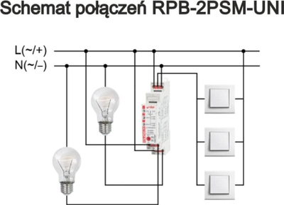 Rele bistabile F&amp;F RPB-2PSM-UNI, 2 kontakte 16A, 12-240V AC/DC