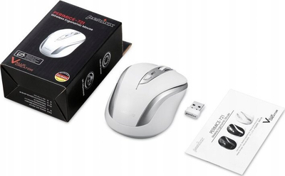 Maus Perixx PERIMICE-721 SW, ergonomik, wireless 2.4 GHz, i bardhë me argjend