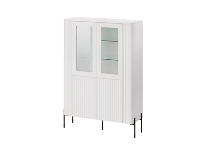 Vitrinë Cama Meble VERA, 110x40x160 cm, MDF dhe xham, e bardhë mat