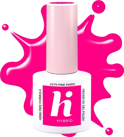 Llak hibrid për thonj Hi Hybrid 279 Neon Pink, 5ml, rozë neon