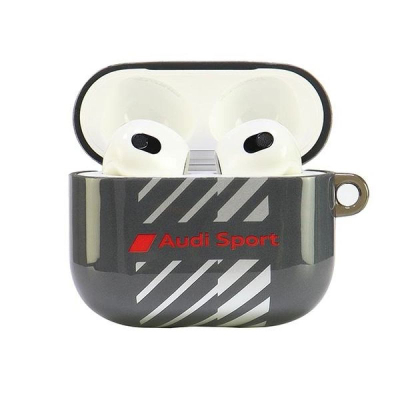 Kuti mbrojtëse Audi IML Sport për AirPods 3, me varëse, ngjyrë e zezë