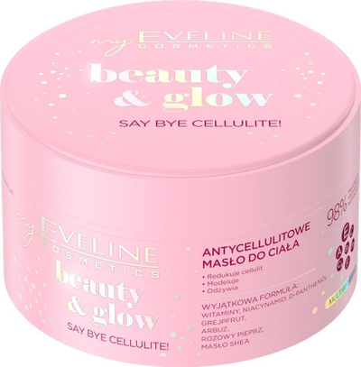 Gjalp trupi Eveline Cosmetics Beauty &amp; Glow Say Bye Cellulite, për trup me celulit, firmos lëkurën, 200 ml, rozë