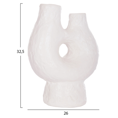 Vazo dekorative tavoline NAMENTIS HM4665.02S, terrakotë, 26x15x32.5 cm, e bardhë
