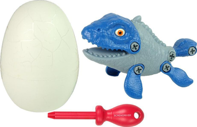 Lodër dinosaur LeanToys Mosasaur set me vezë, DIY me kaçavidë, blu