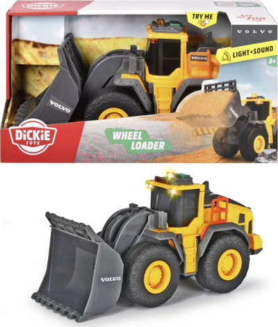 Lodër ekskavator Dickie Toys Volvo Wheel Loader, 23cm, dritë dhe zë, shumëngjyrëshe