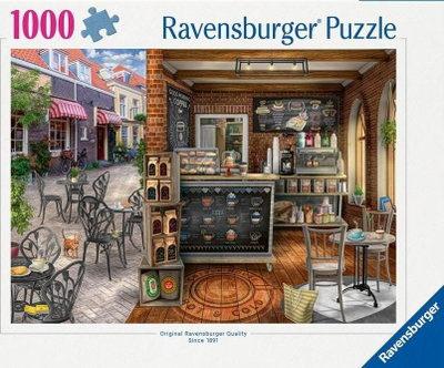 Puzzle Ravensburger Quaint Cafe, 1000 pjesë, 70 x 50 cm, shumëngjyrësh