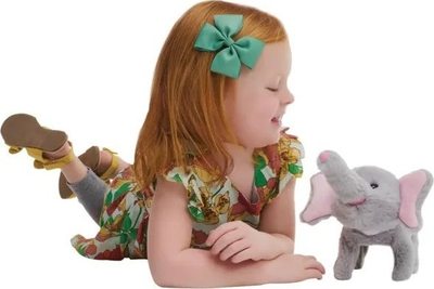 Lodër pelushi Pitter Patter Pets Stroll Along, bebe elefant me tinguj dhe ecje, gri me rozë