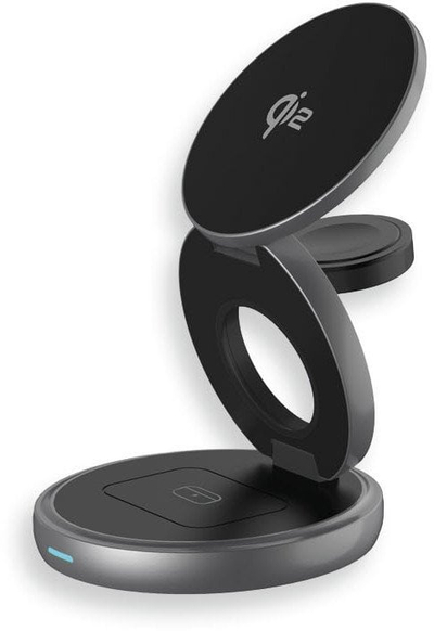 Stacion karikimi wireless LMP Twist 3-in-1, 15W, Qi2 MagSafe, gri