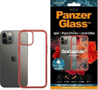Mbrojtëse e pasme PanzerGlass ClearCase për iPhone 12 Pro Max, E kuqe Mandarin, Antibakteriale