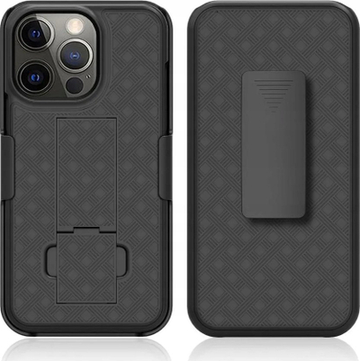Mbështjellëse telefoni Holster Shield për iPhone 11, polikarbonat, me kapse dhe mbajtëse tavoline, e zezë
