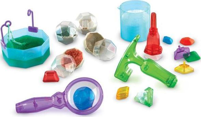 Set eksperimental Learning Resources Gemology Crystal Lab, 20 pjesë, lojë edukative STEM, shumëngjyrësh