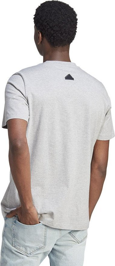 Маица adidas FI MET Tee M II3467, памук, големо лого, светло сива